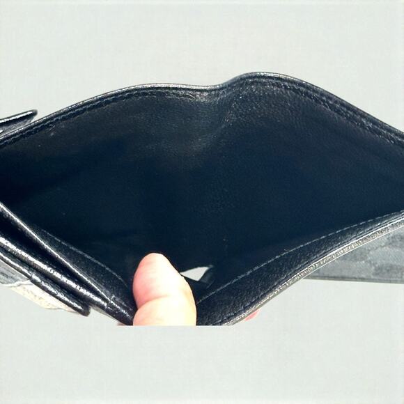 Vintage 90s GUCCI Black Wallet Unisex Double Snap Bifold GG Canvas & Leather COA - Picture 14 of 16